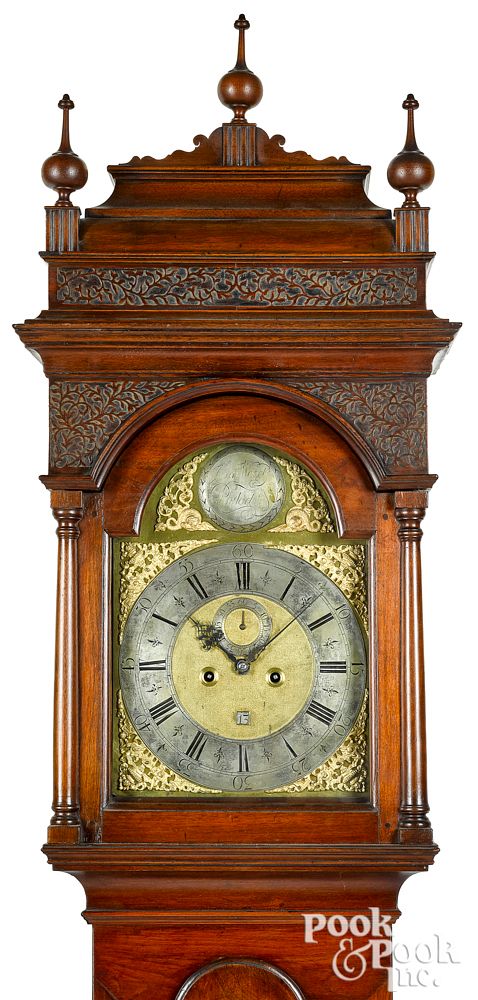 Appraisal: Philadelphia Queen Anne walnut tall case clock Philadelphia Queen Anne