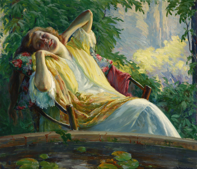 Appraisal: Jean Mannheim - Jean Mannheim - Pasadena CA Happinesswoman reclining