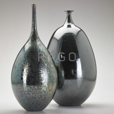 Appraisal: HIDEAKI MIYAMURA b Two large porcelain vases one Yohen Crystalline