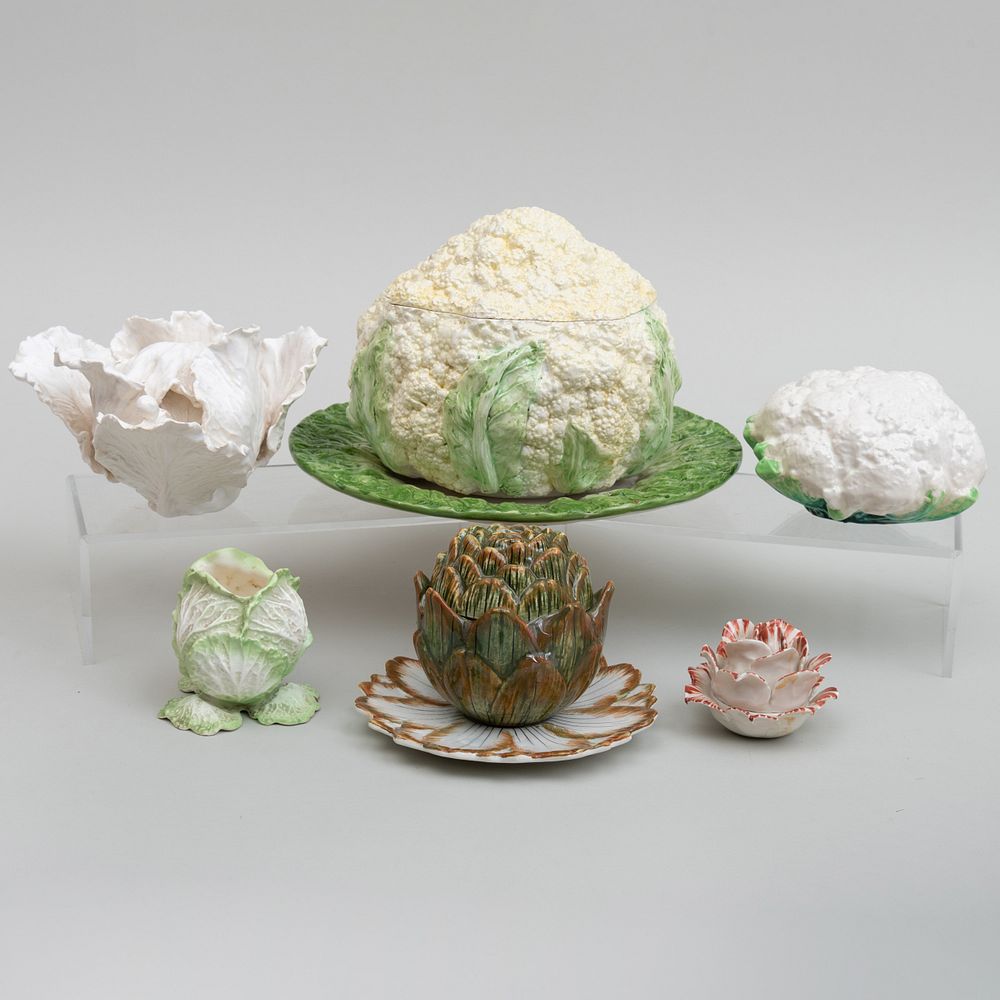 Appraisal: Group of Continental Ceramic Vegetable Form Table Ornaments and Vessels