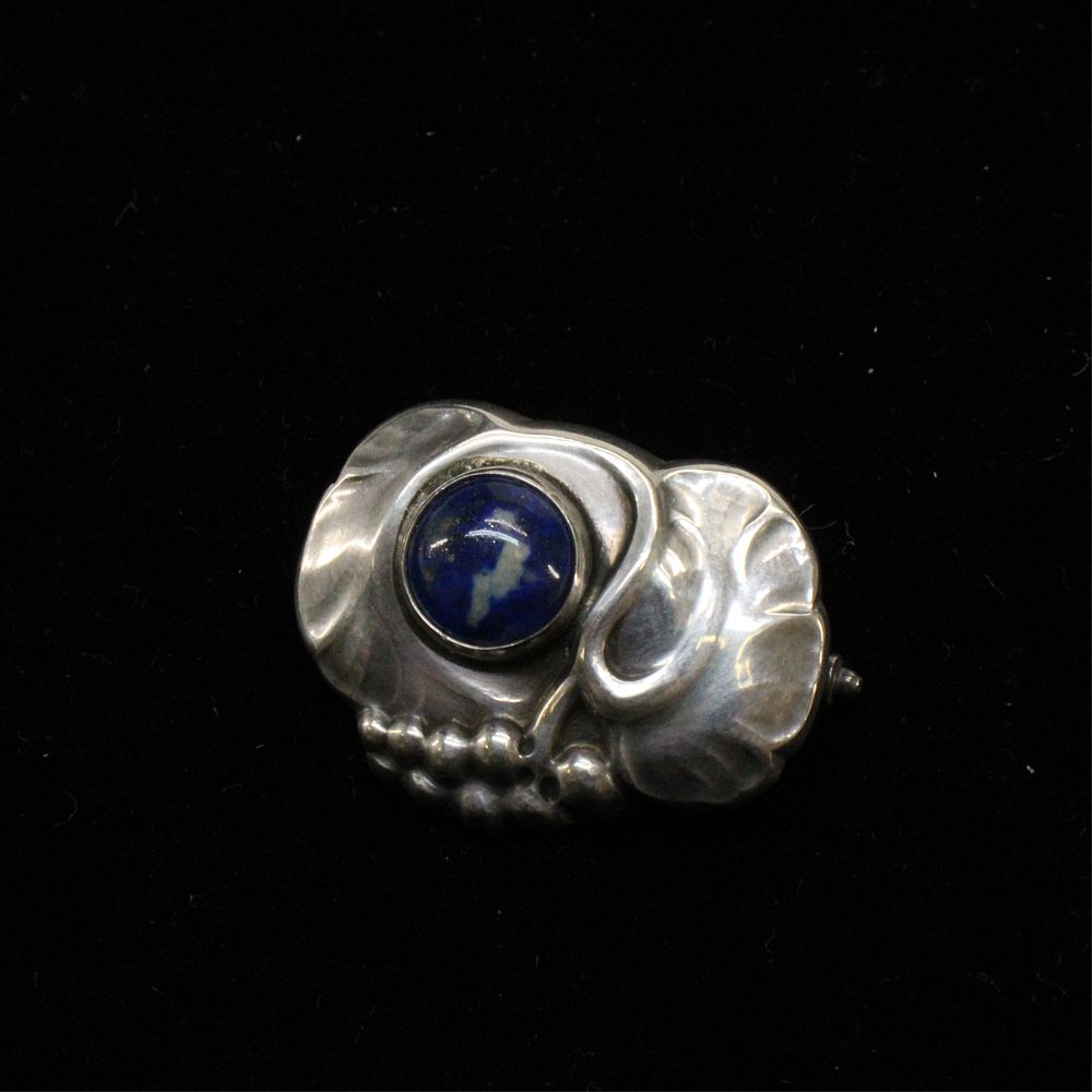 Appraisal: Georg Jensen Lapis Brooch circa - Georg Jensen silver grape