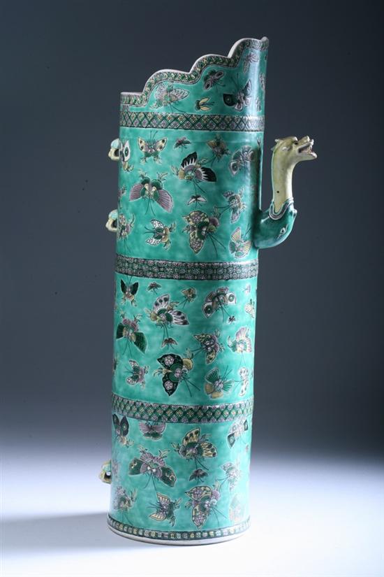 Appraisal: CHINESE FAMILLE VERTE PORCELAIN TIBETAN STYLE EWER DUOMUHU Kangxi period