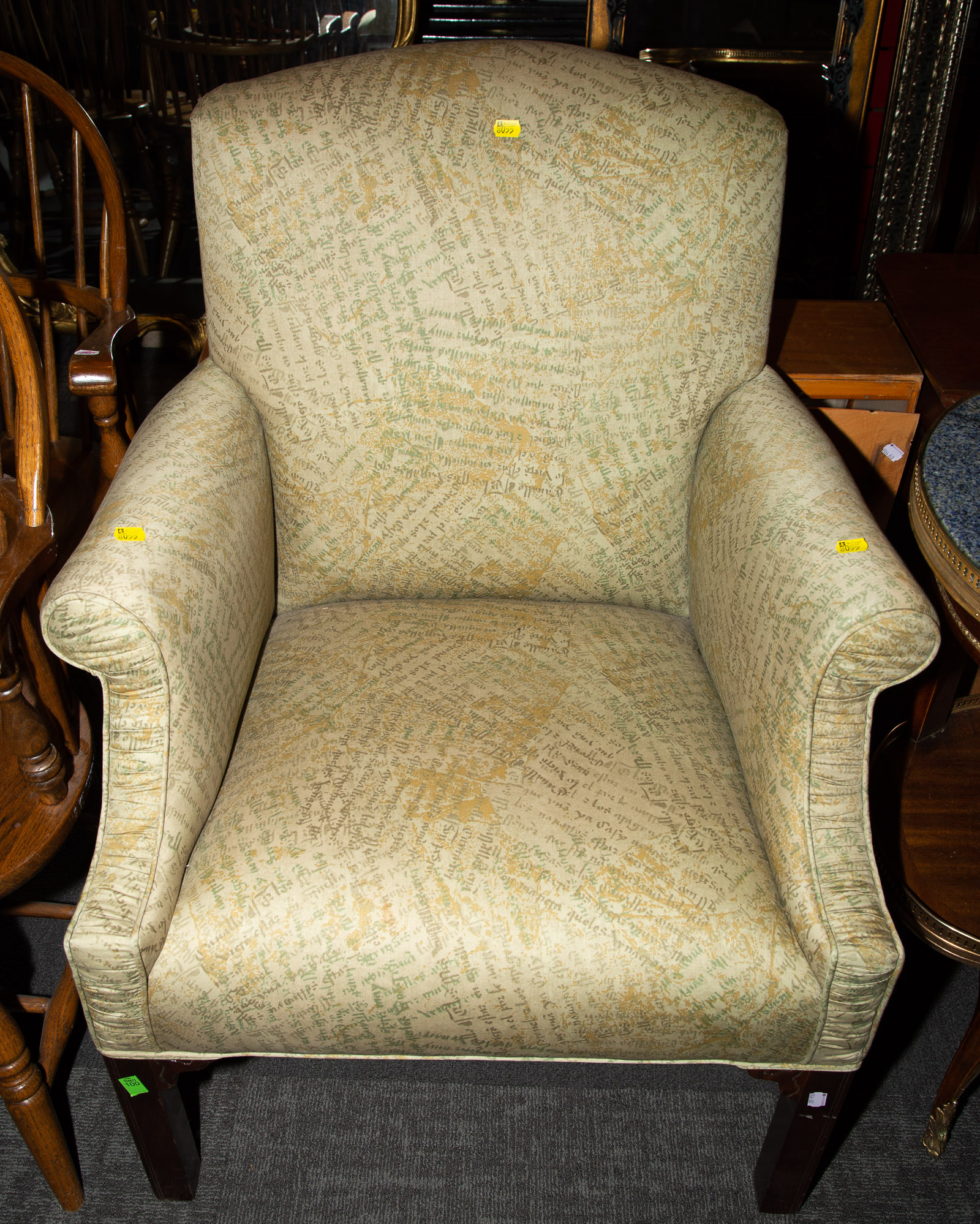 Appraisal: CHIPPENDALE STYLE MAHOGANY LIBRARY ARM CHAIR Mid th century