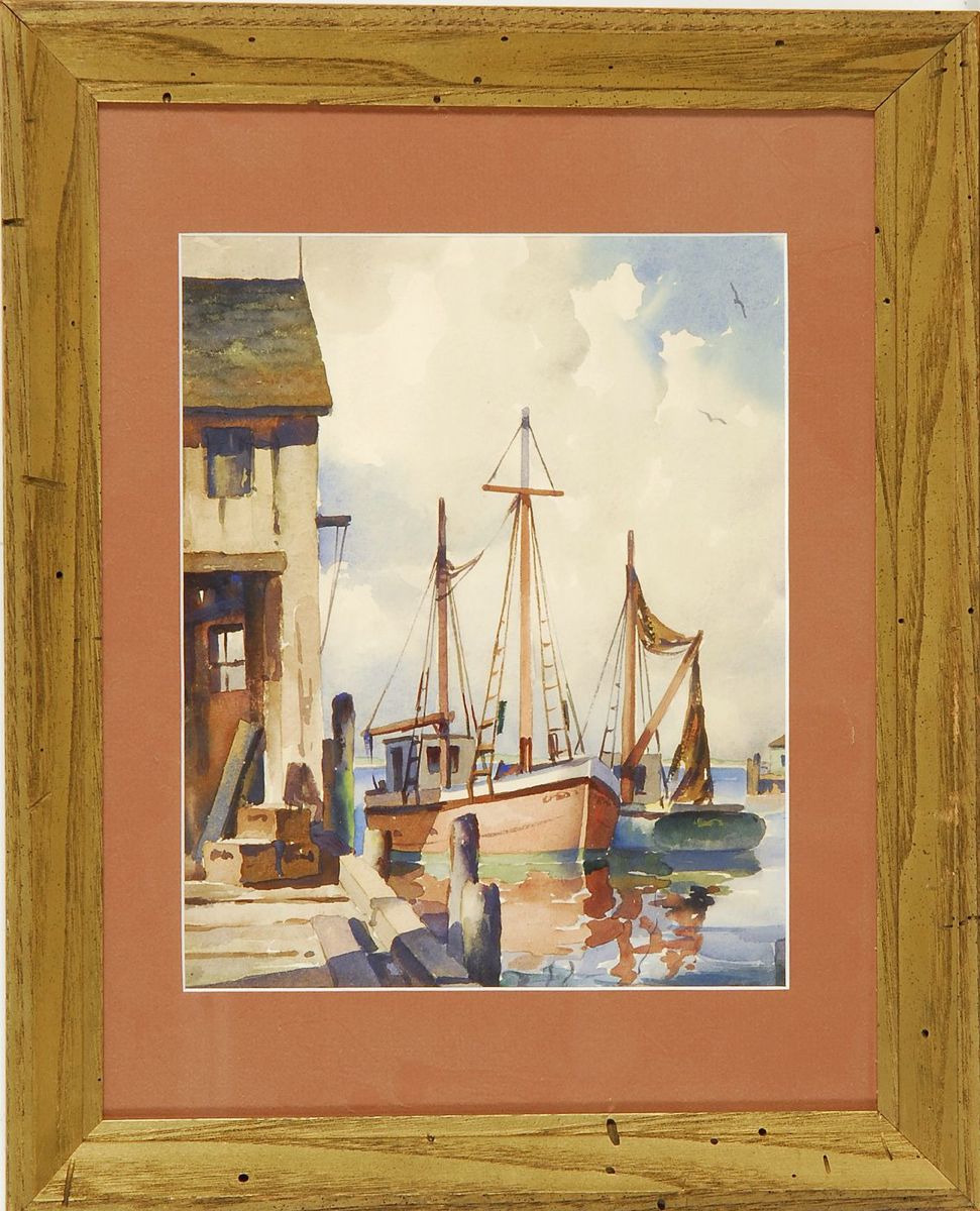 Appraisal: ATTRIBUTED TO JOHN CUTHBERT HAREAmerican - Fishing boats at a