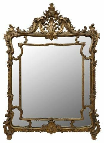 Appraisal: Large Italian Louis XV style giltwood mirror th c having