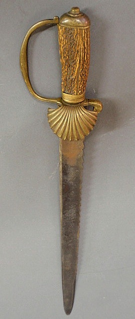 Appraisal: German Forest sword with stag horn and brass handle and