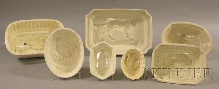 Appraisal: Seven English Creamware Culinary Molds various shapes subjects include porcupine