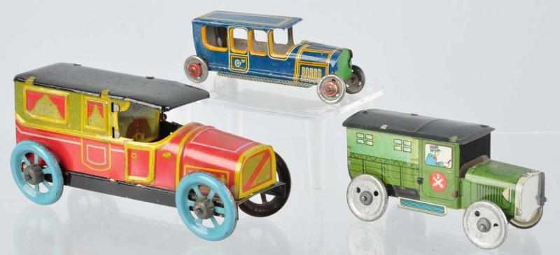 Appraisal: Lot of Tin Litho Vehicle Penny Toys Includes one Japanese