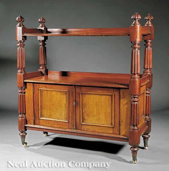 Appraisal: A William IV Mahogany Trolley c galleried upper shelf with