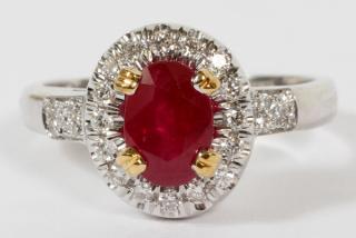 Appraisal: KT WHITE GOLD AND CT RUBY AND DIAMOND RING KT