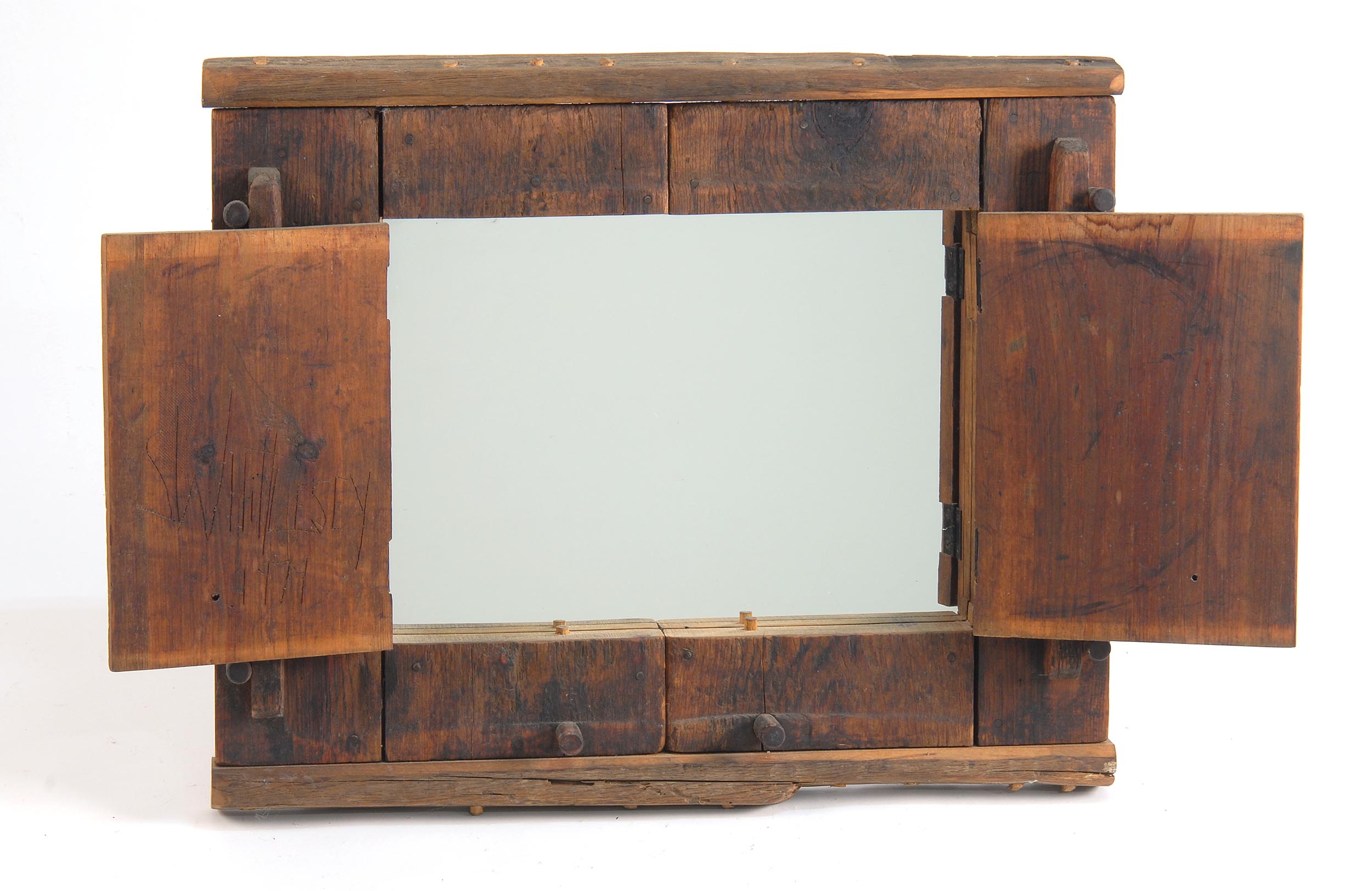 Appraisal: UNUSUAL WALL MIRROR BY WEST BARNSTABLE TABLE CO with two