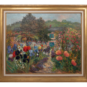 Appraisal: French School th Century Garden View oil on canvas signed