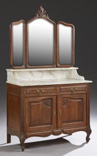 Appraisal: Continental Carved Oak Marble Top Washstand early th c with