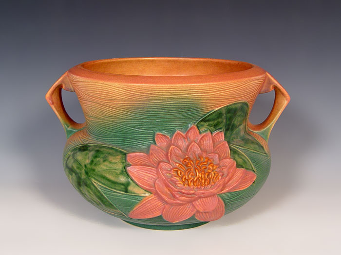 Appraisal: LARGE ROSEVILLE WATER LILY JARDINIERE Pink shape - ''