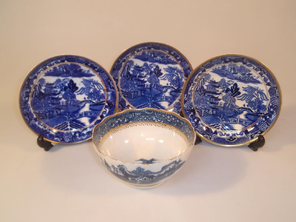 Appraisal: An thC Caughley slop bowl printed in blue with the