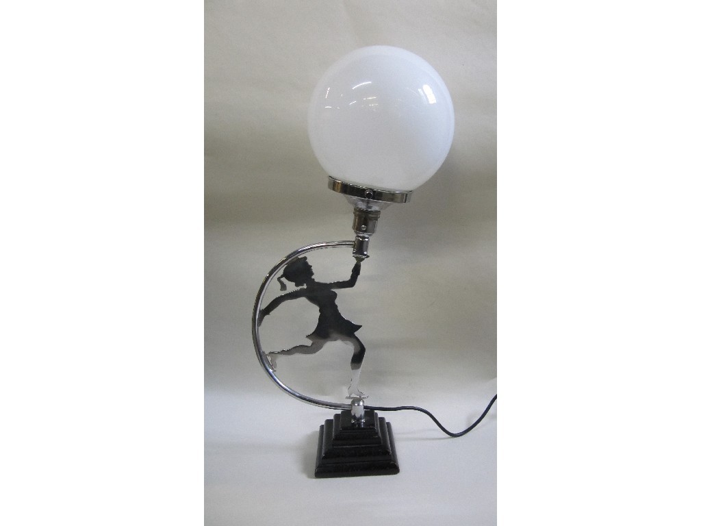 Appraisal: Art Deco chrome plated table lamp modelled as a female