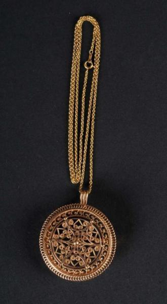 Appraisal: K Gold Necklace with Gold Pendant Description -inch chain pennyweights