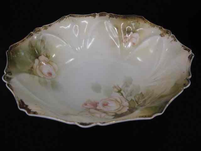 Appraisal: R S Prussia Porcelain Berry Bowl yellow rose decor ''