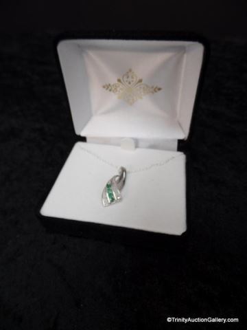 Appraisal: Sterling Silver Pendant Genuine Emeralds Necklace Type Elegant and classic