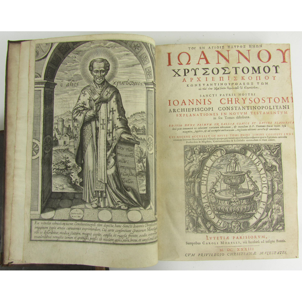 Appraisal: Chrysostom Saint John Ioannis Chrysostomi Archiepiscopi Constantinopolitani Commentaria in Novvm