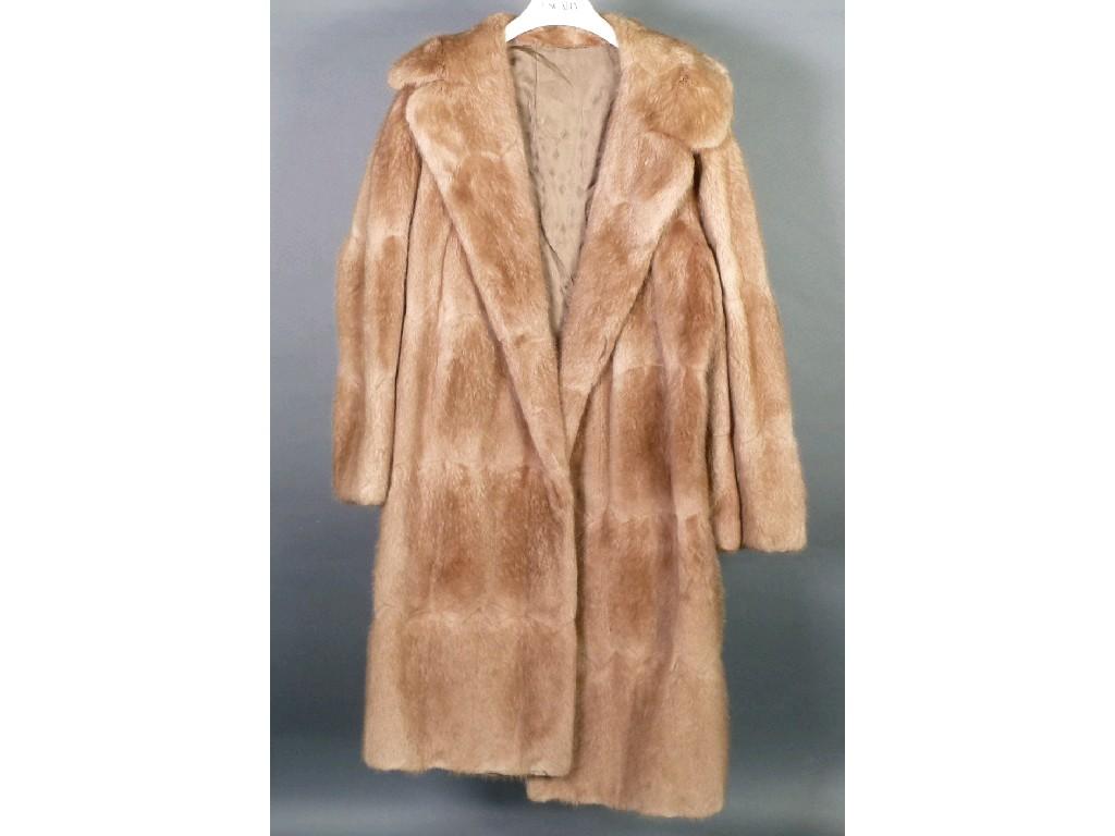 Appraisal: LIGHT GOLDEN BROWN MUSQUASH FULL LENGTH FUR COAT with broad