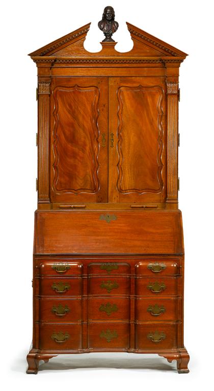 Appraisal: Chippendale-style mahogany secretary bookcasealexander maranca - philadelphia pa