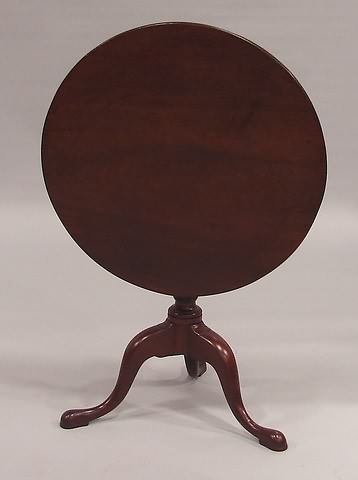 Appraisal: Mahogany tripod pad foot base with turned pedestal x top