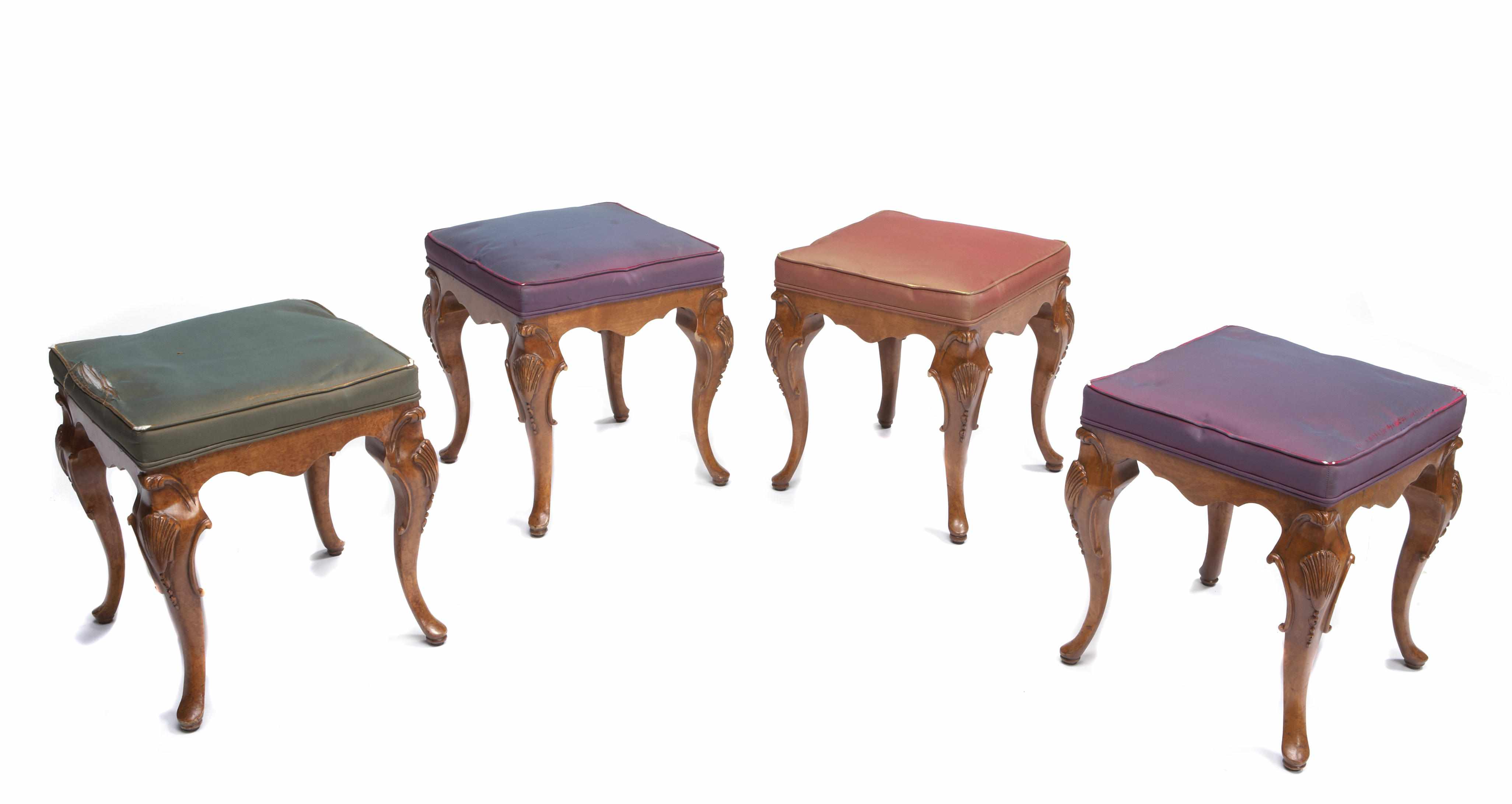 Appraisal: A group of seven Rococo style stools height in width