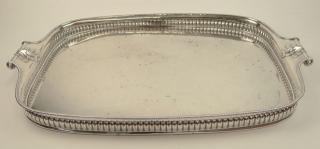 Appraisal: th Century Probably English Heavy Silverplate Gallery Tray with Scroll