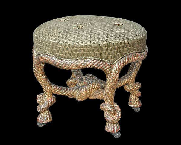 Appraisal: A Napoleon III giltwood tabouret mid th century The circular