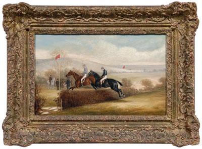 Appraisal: Claude Lorraine Ferneley painting British - steeplechase with horses and