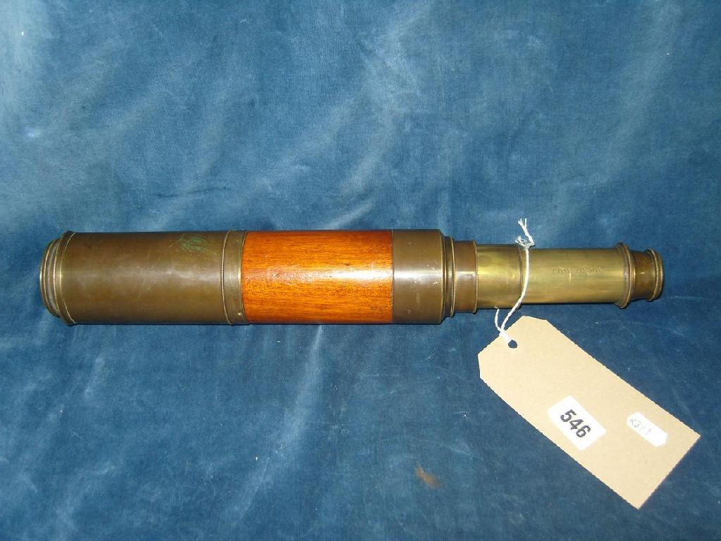 Appraisal: A late th century brass and mahogany cased telescope marked