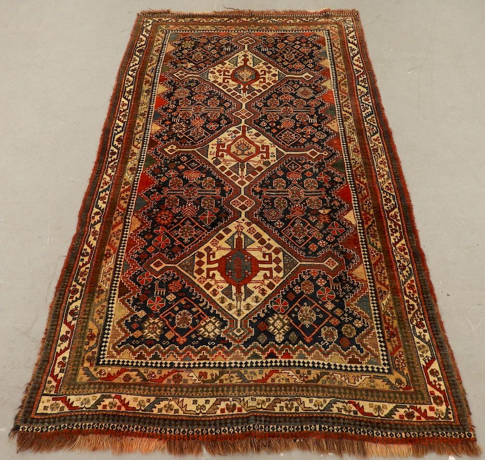 Appraisal: Turkish Geometric Pattern Camel Hair Carpet Rug Turkey th Century