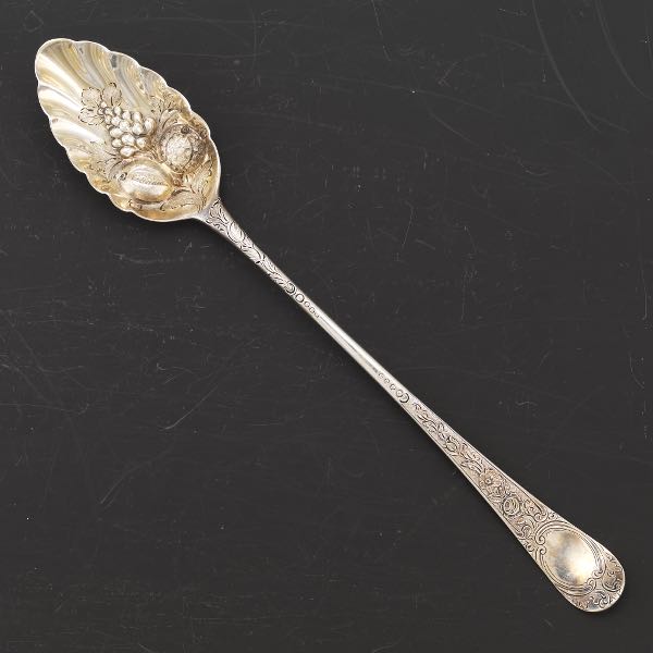 Appraisal: ENGLISH GEORGE III LONG HANDLED FRUIT COMPOTE SPOON LONDON DATED