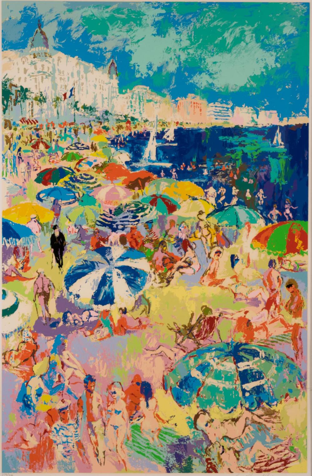 Appraisal: LEROY NEIMAN New York born serigraph Beach at Cannes Pencil