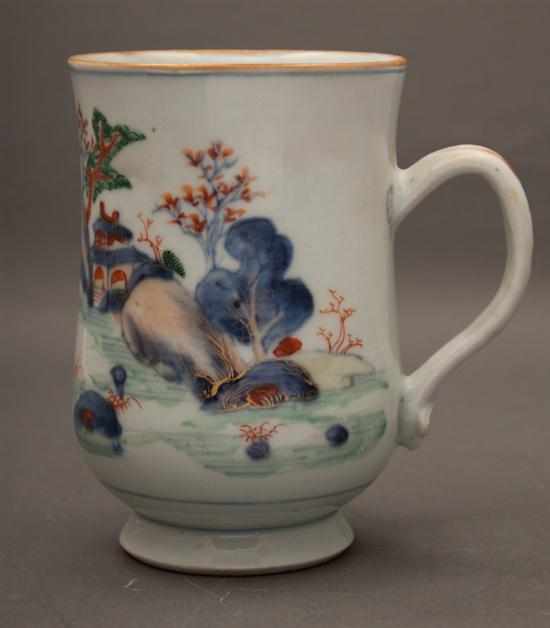 Appraisal: Chinese Export Imari porcelain tankard circa with river scene decoration