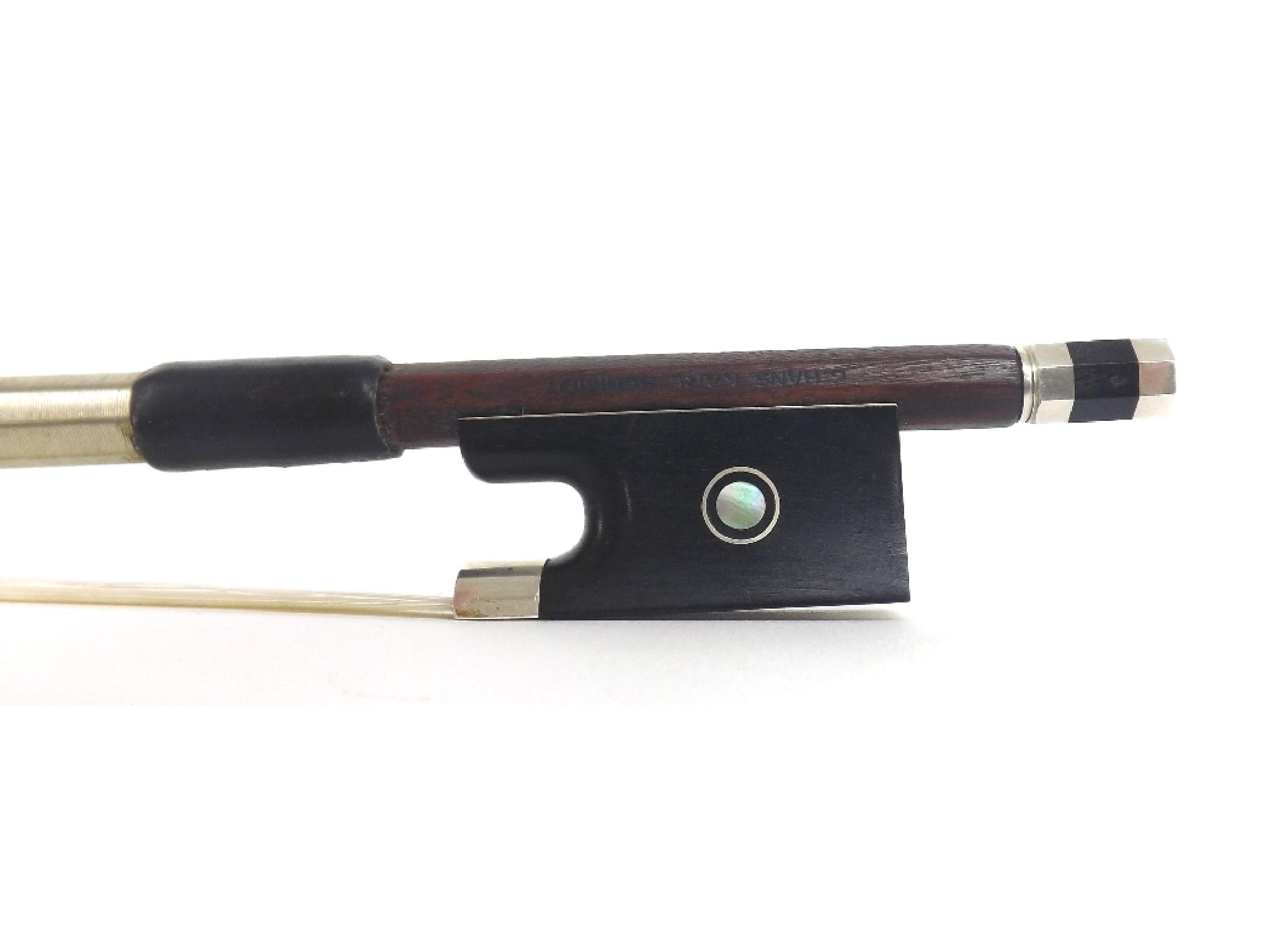 Appraisal: German silver mounted viola bow by and stamped C Hans-Karl