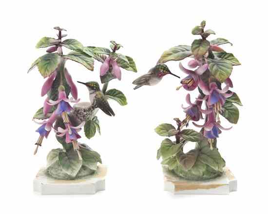 Appraisal: A Pair of Royal Worcester Dorothy Doughty Birds Ruby-Throated Hummingbirds