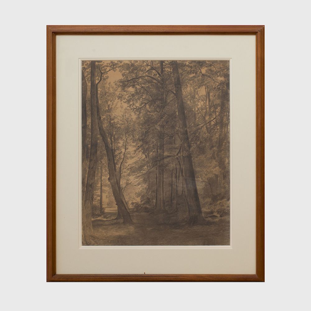 Appraisal: William Trost Richards - A Wooded Glen Pencil on paper