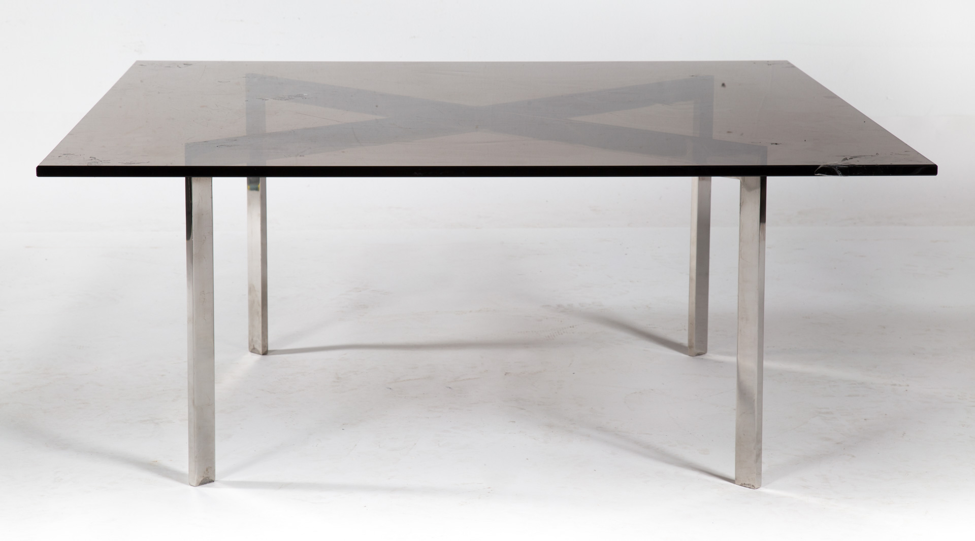 Appraisal: Mid-century Modern Knoll Barcelona table circa s smoked glass top