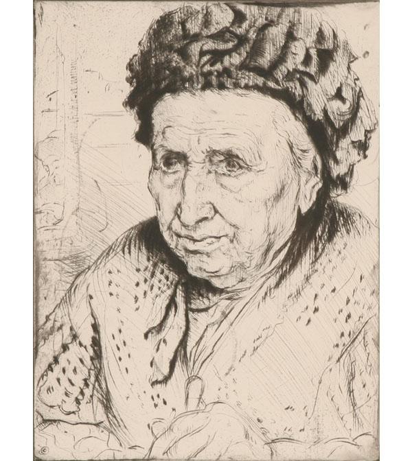 Appraisal: Joseph Margulies Austrian American - French Grandmother etching x pencil