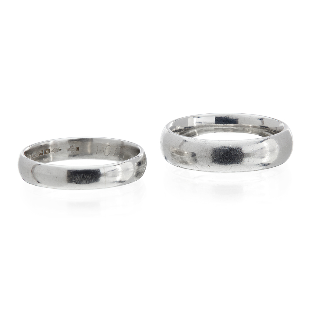 Appraisal: Two platinum wedding bandsboth of plain design hallmarked for the