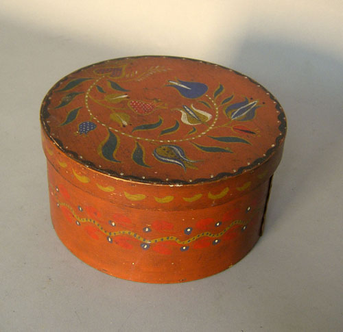 Appraisal: Bentwood box with early th c tulip decoration h x