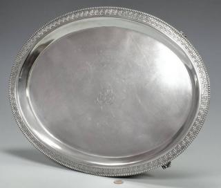 Appraisal: Sterling Tray with Greek Key Border th century sterling silver