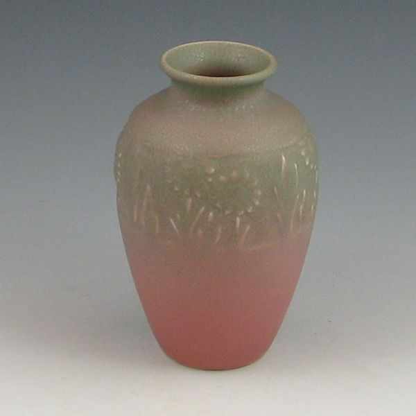 Appraisal: Rookwood floral vase from with matte green over pink glaze