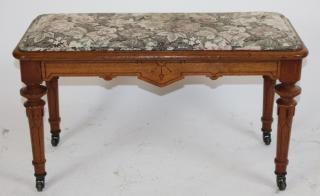 Appraisal: American Eastlake oak piano bench with tapestry upholstery h x