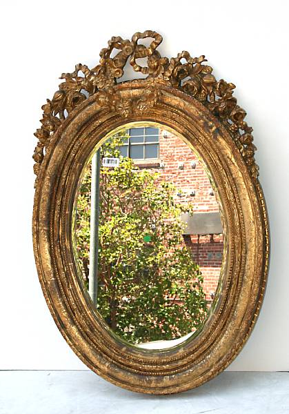 Appraisal: A Victorian painted and parcel gilt mirror late th early