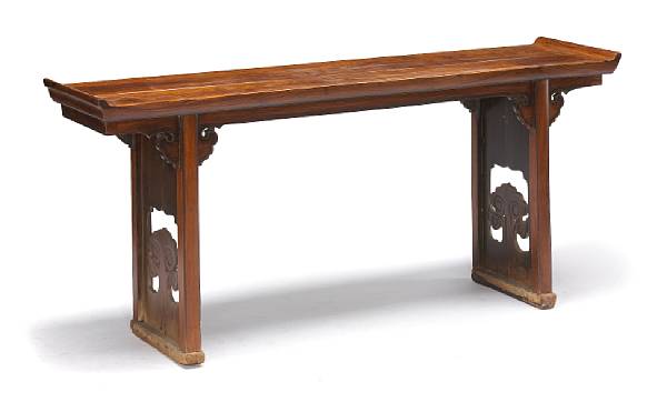 Appraisal: A huanghuali and mixed wood altar table Late Qing Republic