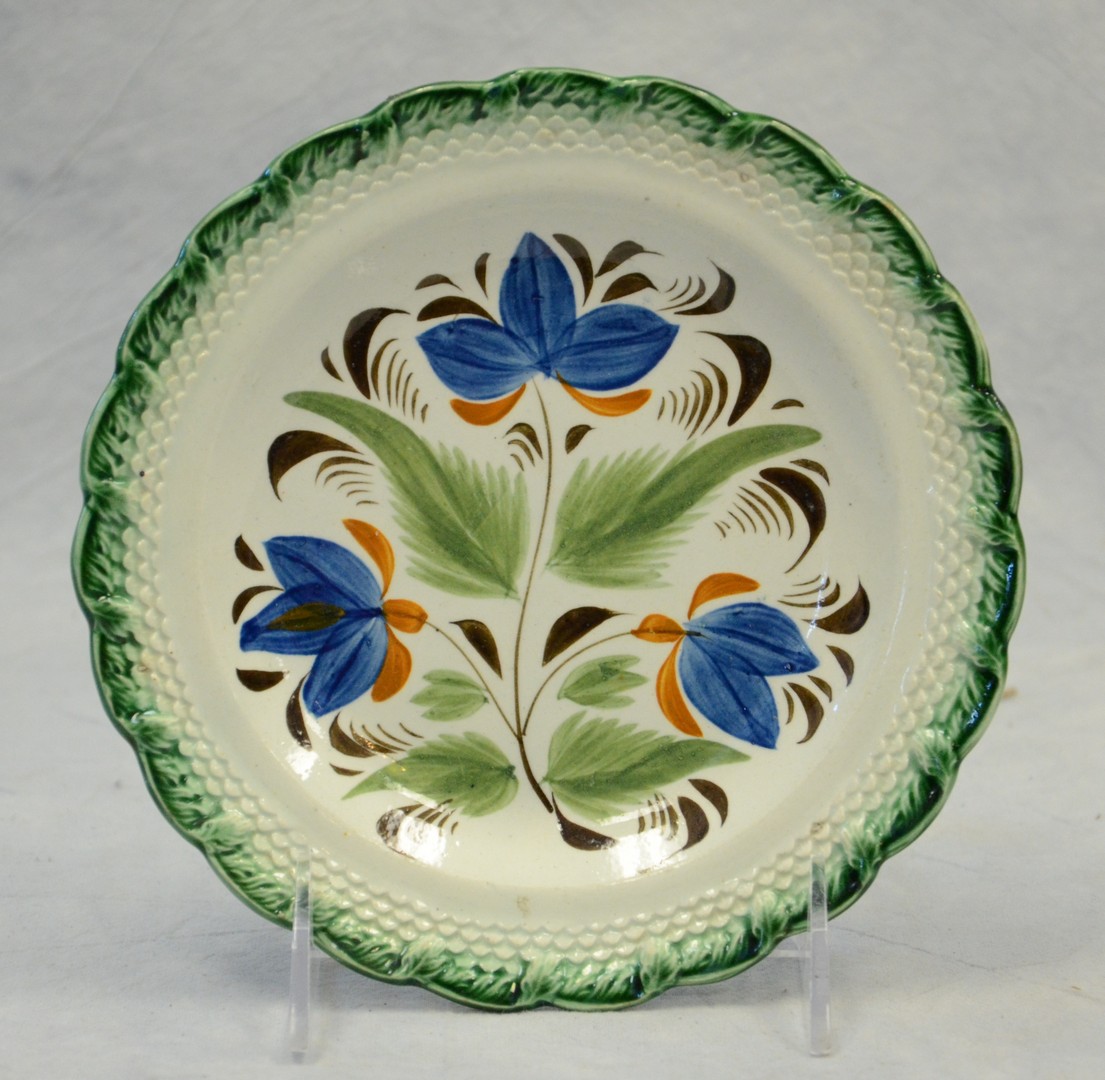 Appraisal: Leeds Feather Edge Pearlware Plate green edge polychrome center floral