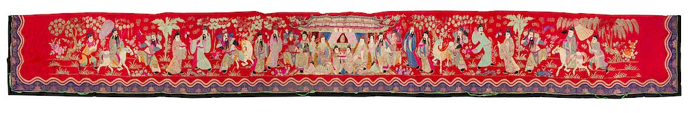 Appraisal: Five Chinese Embroidered Silk Panels Largest height x width in